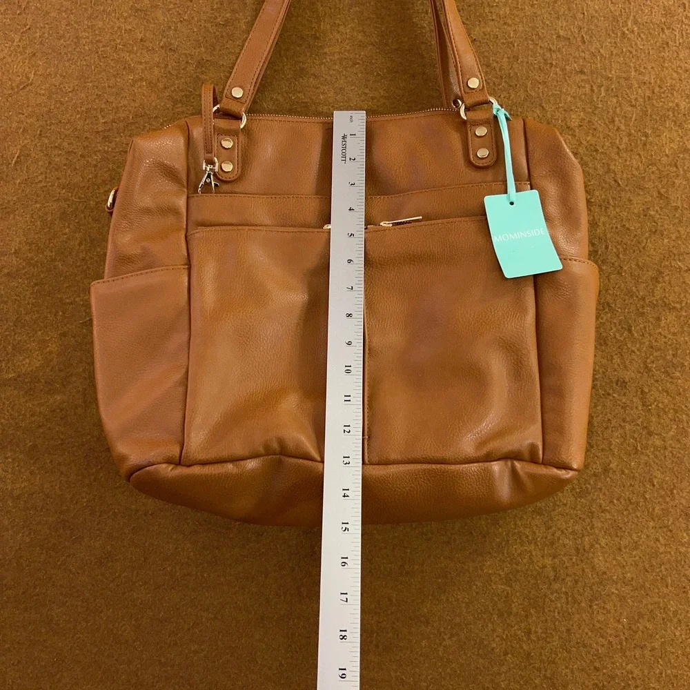MOMINSIDE Women OS Brown Vegan Leather Convertible Diaper Bag Backpack Tote NWT